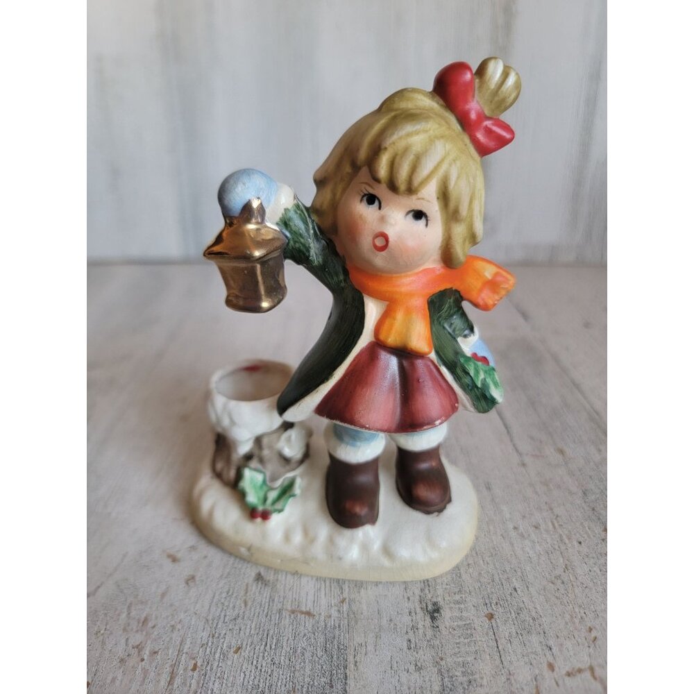 Japan vintage girl lantern stick candle holder Xmas‎ unique decor figure